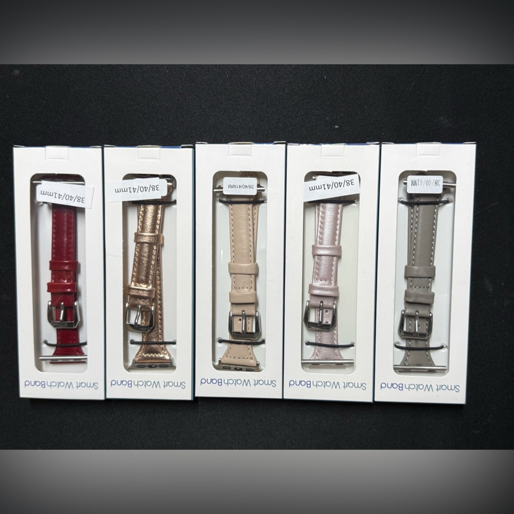 Smart Watch Band Set - Red, Gold, Tan, Cream and Gray